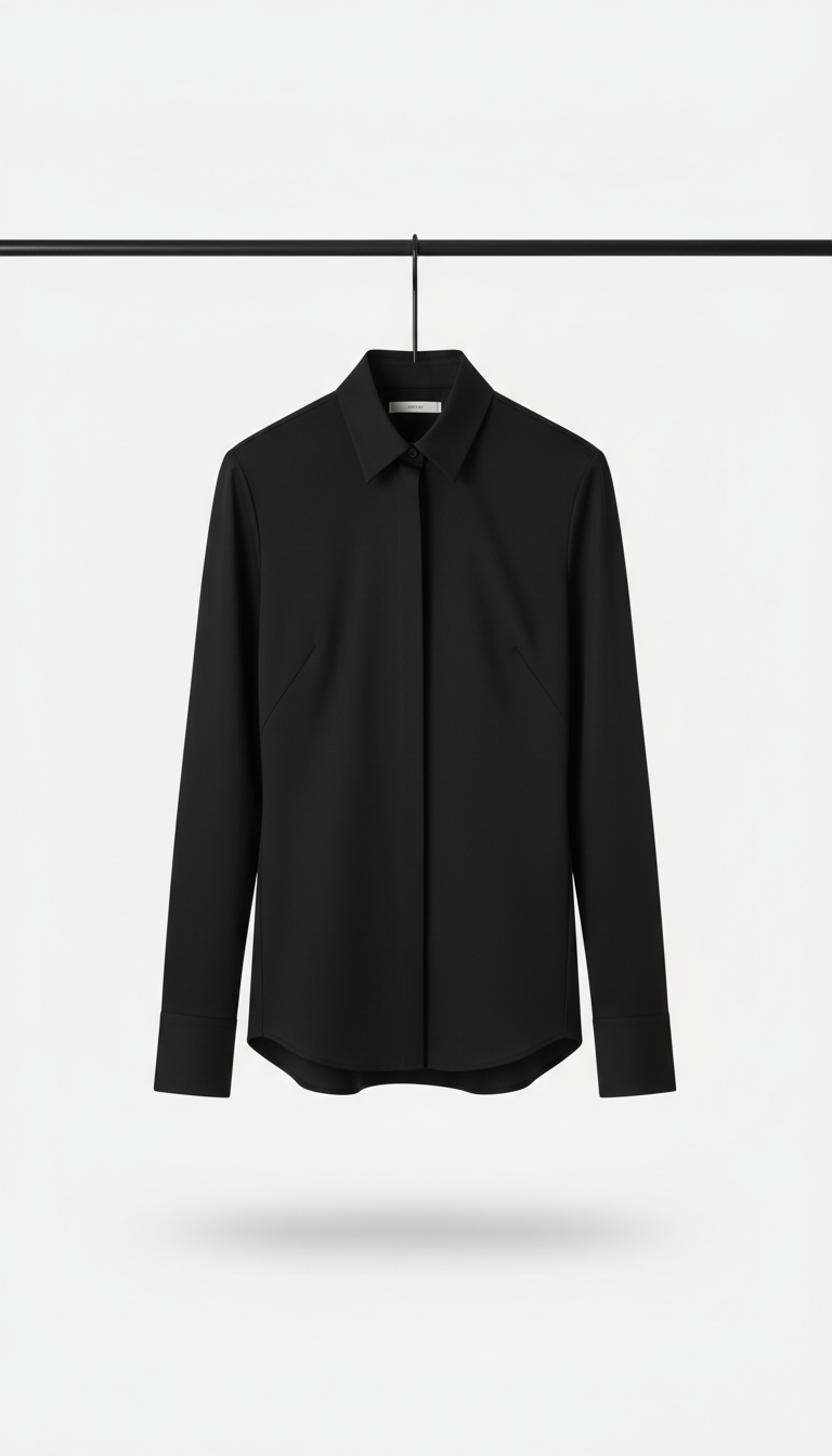 Jet Black Structured Shirt in Crisp Cotton